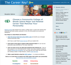 CCRI college majors and programs organized by Holland personality type.